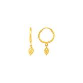 22K Gold Classic Textured Hoop Earrings
